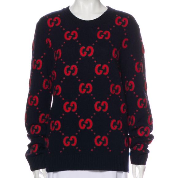 100% AUTHENTIC GUCCI GG & BAT EMBROIDERED GUCCIANIMALIUM SWEATER SIZE: L - Picture 2 of 6